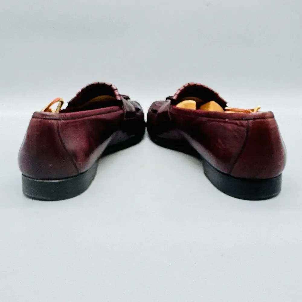 Johnston & Murphy Shoes Mens 11 Red Leather Kiltie Tassel Loafers Dress Casual